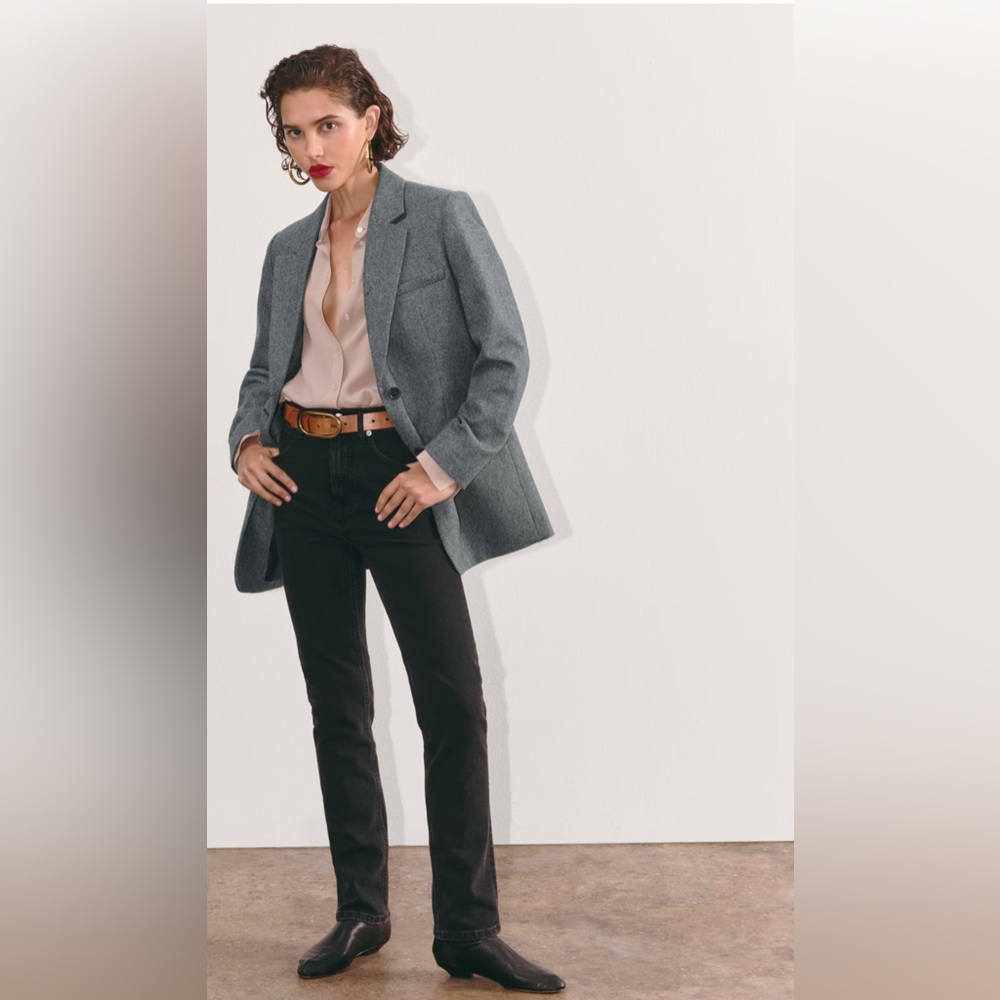 Everlane The Oversized Blazer in Wool Herringbone size 00 gray nwot